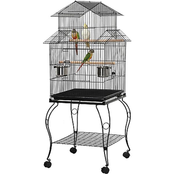 Budgie Cage 55-Inch Rolling Standing Triple Roof Medium Parrot Cage Pet Bird Cag