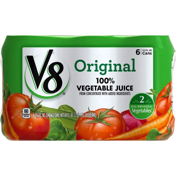 V8 Original 100% Vegetable Juice, Vegetable Blend with Tomato Juice, 11.5 FL OZ Can (4 Packs of 6)