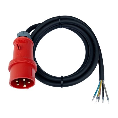 CEE Connection Cable Machine Connection Cable 16 A 5 x 2.5 H07RN-F 400 V with Mennekes Plug (2 Metres without Phase Inverter)