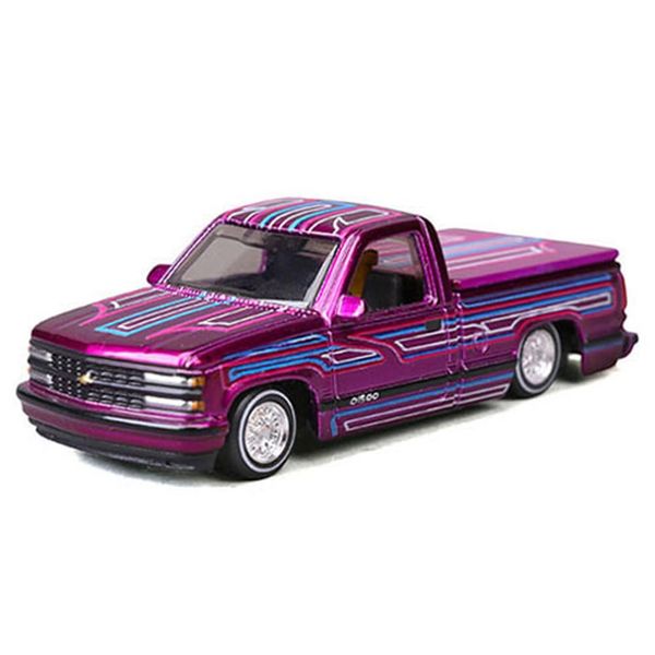 1993 454 SS Pickup Truck Lowriders Purple Metallic with Graphics Design Series 1/64 Diecast Model Car 15494-23C