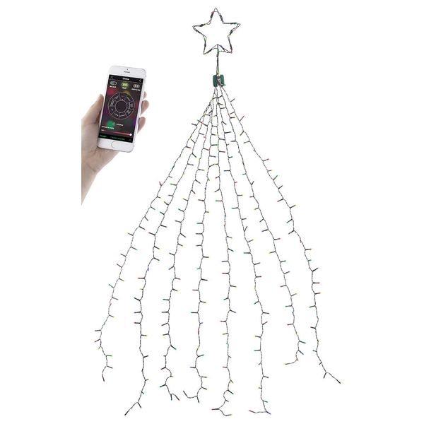 Lunartec Weihnachtsbaum Überwurf: Christbaum-Überwurf-Lichterkette, 320 RGBW-LEDs, Bluetooth & App, IP44 (Weihnachtsbaumbeleuchtung außen, Christbaumnetz Beleuchtung, LED Weihnachtsbaumkerzen)