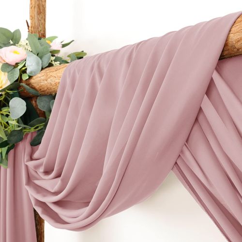 LINXTAR Wedding Arch Draping Fabric 1 Panel 30'' x 18FT Dusty Rose Sheer Chiffon Arch Drapery for Bridal Shower Backdrop Outdoor Party Arches Church Ceremony Decoration