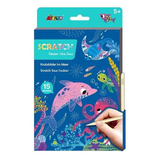 Avenir | A5 Scratch Book | Under The Sea | Scratch & Craft Activity for Ages 6+, Multi Colours