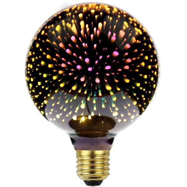 TIANFAN Edison Bulb Fireworks 3D LED Bulb AC85-265V Decorative Bulb G95 Table Lamp Bulb Ceiling Light Bulb Night Bulb (Silver)