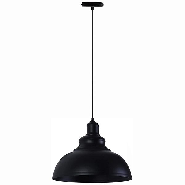 LIGHTESS Black Pendant Light Dimmable, Industrial Hanging Lights Metal Barn Farmhouse Kitchen Lighting Edison Ceiling Mount Fixture, OLL466