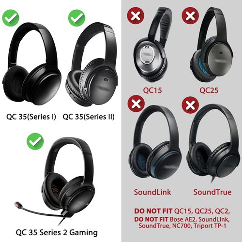 SOULWIT Earpads + Headbands + Earpad Covers for Bose QuietComfort 35 QC35, QC35 Over-Ear Headset Replacement Kit Headphone Replacement Pad Anti-aging Cushion (Blue)