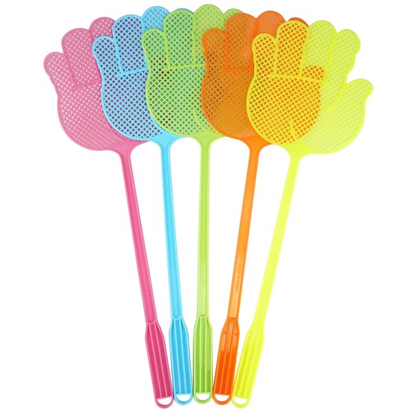 Dirza Fly Swatter - Funny Hand Shaped Fly Swatters -Durable - Colorful for Home/Indoor/Outdoor/Classroom/Office/Pack of 5