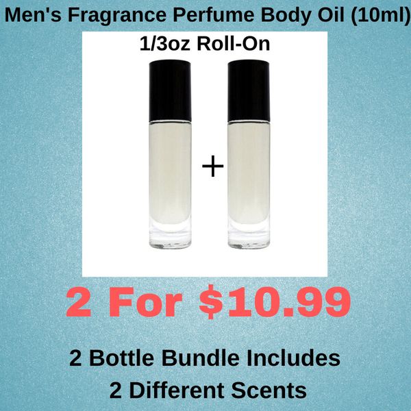 2 Pack Men's Perfume Premium Body Oil 10-ml Roll-On Bottle-Bundle # 17