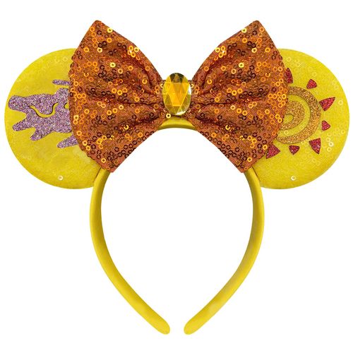 Bolonar Lion Mouse Ears Headbands for Women Cute Yellow Sequin Mouse Ears Headband Park Ears Halloween Headbands