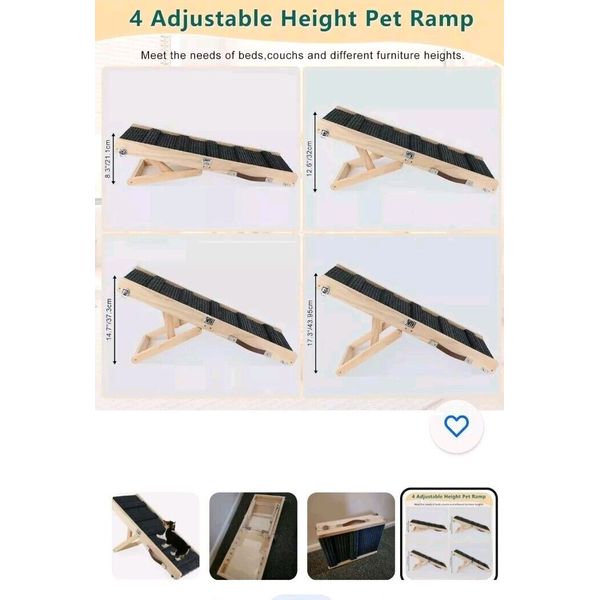 Dog Ramp, Wooden Folding Portable Pet Ramp, Adjustable, Carry Case