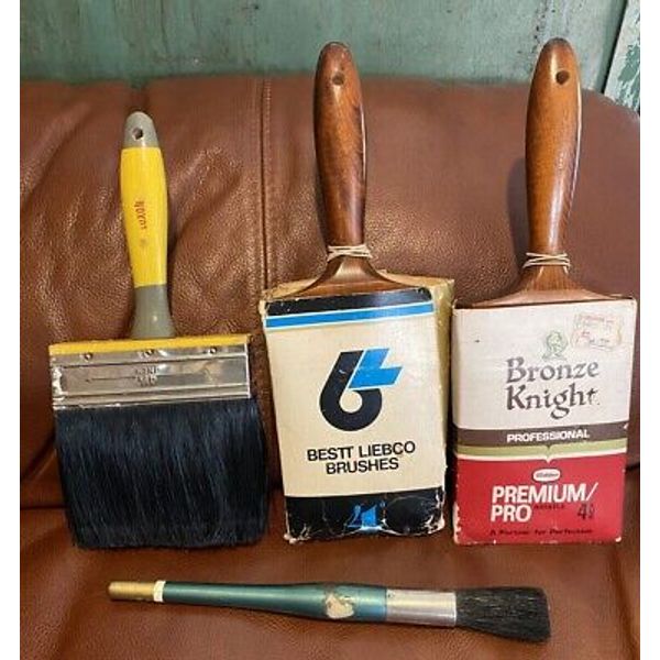 Vtg paint brush lot Bronze Knight 4” Bestt Liebco Loxon Professional 4.5 Painter