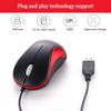 SOONGO Computer Mini USB Wired Optical Mouse Portable for Laptop, Notebook, Macbook - Red