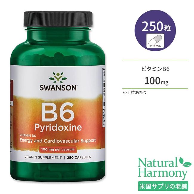 Swanson Vitamin B6 (Pyridoxine) 100mg 250 Capsules Swanson Vitamin B6 Pyridoxine Supplement Healthcare Skin Care Beauty