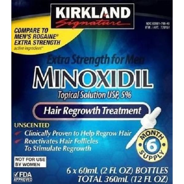 Kirkland Signature 5% Extra Strength Hair Regrowth for Men, 1-Year Supply, 12Count