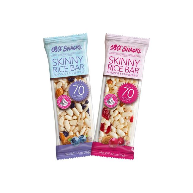 180 Snacks Skinny Rice Bars with Almonds and Himalayan Salt - Low Calorie  Snacks, Only 70 Calories 