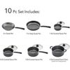 10 Pc Nonstick Cookware Set Durable Stay Cool Handles Dishwasher Safe Kitchen US