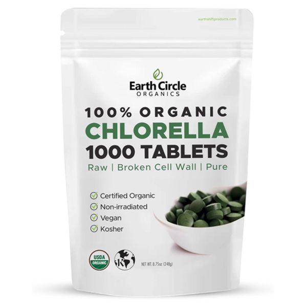 Earth Circle Adult Chlorella 250mg 1000 Tablets GMO Free