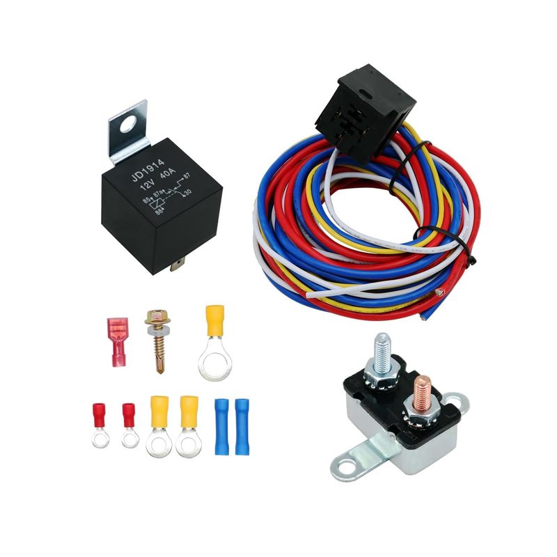 Nakkaa Electric Fuel Pump Harness and Relay Wiring Kit 4 Prong 30 AMP
