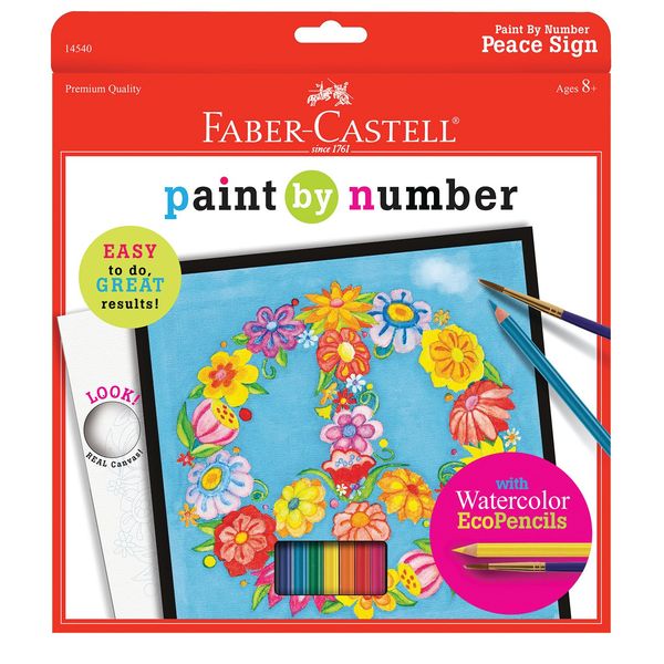 Faber-Castell Paint By Number Peace Kit - Watercolor Paint by Number for Kids