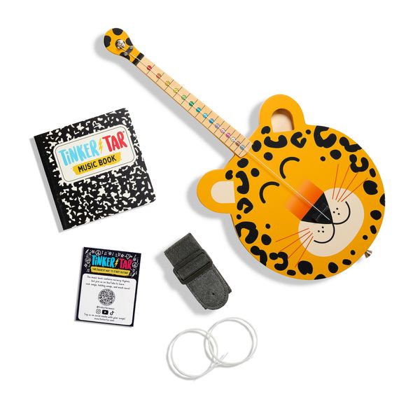 TinkerTar - Leopard Guitar - The Easiest Way to Start and Learn Guitar - 1 Stringed Toy Instrument for Kids Perfect Intro to Music for Young Kids Ages 3 and up - from Buffalo Games