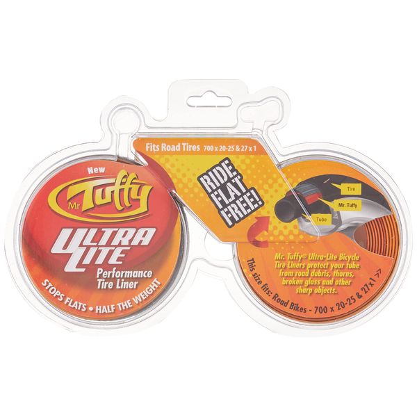 Mr. Tuffy Ultra Lite Bicycle Tire Liner, Orange, 700x20-25c or 27 x 1