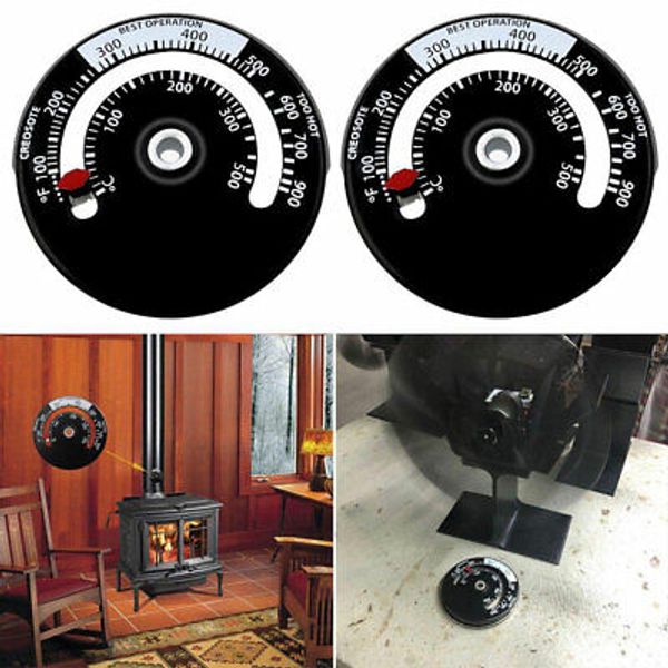 2X Magnetic Wood Stove Pipe Fire Place Heat Temperature Gauge Thermometer Tester