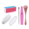 Dip powder tool Kit with French Nail Dipping Powder Container Tray Nail Duster Brush Nail Files Buffer Block and Nails Dip Powder Nail Art