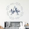 Personalised Name & Initial Floral Wreath - Nursery Wall Sticker [Medium] [Gold]