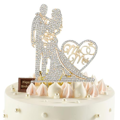 DAWRIS Cake Topper Nuziale Topper Torta Matrimonio Scritte Mr Mrs Tavolo Sposi Nuziali Decorazioni Torta per Matrimonio Anniversario Fidanzamento Festa Compleanno