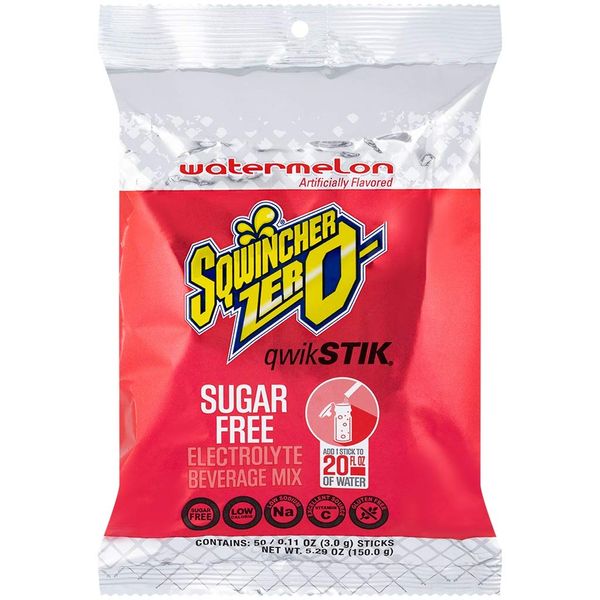 Sqwincher Zero Qwik Stik Sugar Free, Watermelon, .11 Oz (Pack of 50)