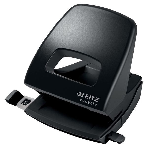 Leitz Hole Punch, 30 Sheets, Guide Bar with Format Markings, 100% Recyclable, Eco Friendly, NeXXt Recycle Range, 50030095, Black