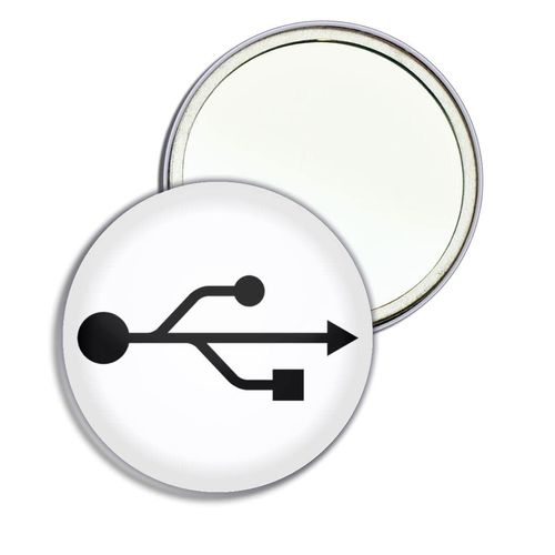 USB Logo - 77mm Round Compact Mirror