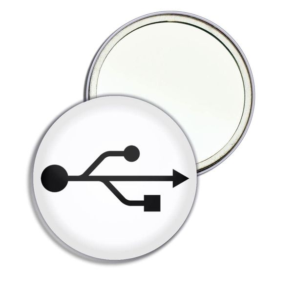 USB Logo - 77mm Round Compact Mirror