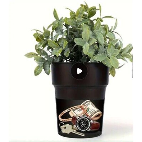 Waterproof Light Black Flower Pot, Diversion/Hideaway Secret Stash