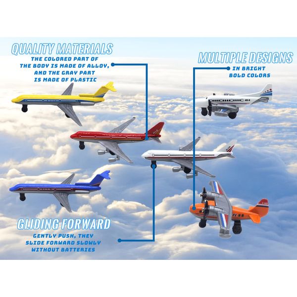 Crelloci Toy Airplane 6 Pack Mini Diecast Airplanes, Aircraft Plane Playset Includes Glider Planes, Airlines Plane Toys for Birthday Party Favor Toys for Kids Boys and Girls