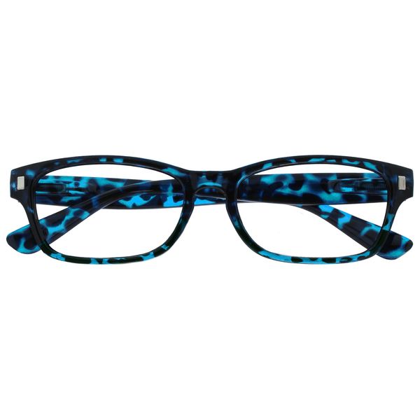 OPULIZE UV Reader Blue Tortoiseshell Reading Glasses Mens Womens Spring Hinges UVR010BL +1.00