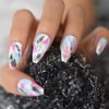 Watercolor Marble Medium Coffin Press On Nails - Glue On False Set - 24 pcs Kit