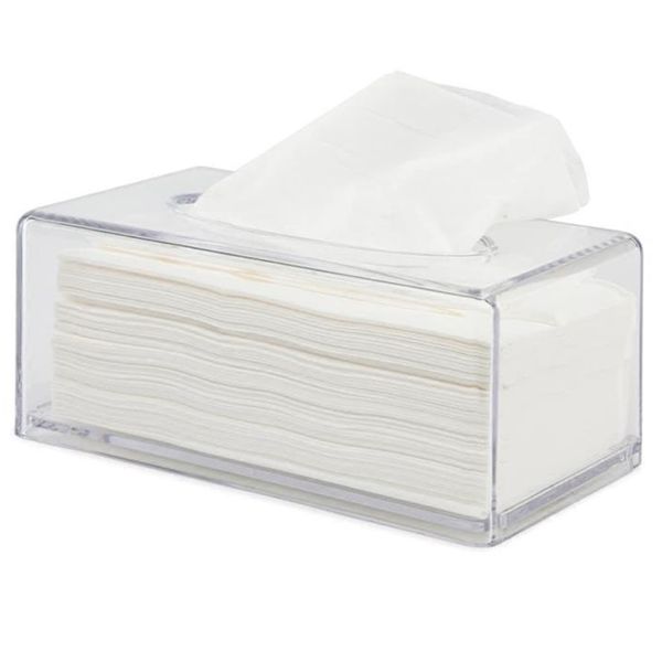 aoory Tissue Box Holder Cover Sturdy Rectangular Napkin Dispenser Tissue Box Cover, Acrylic Tissue Holder Box Tissue Storage Box for House,Bathroom,Table,Office (Clear)