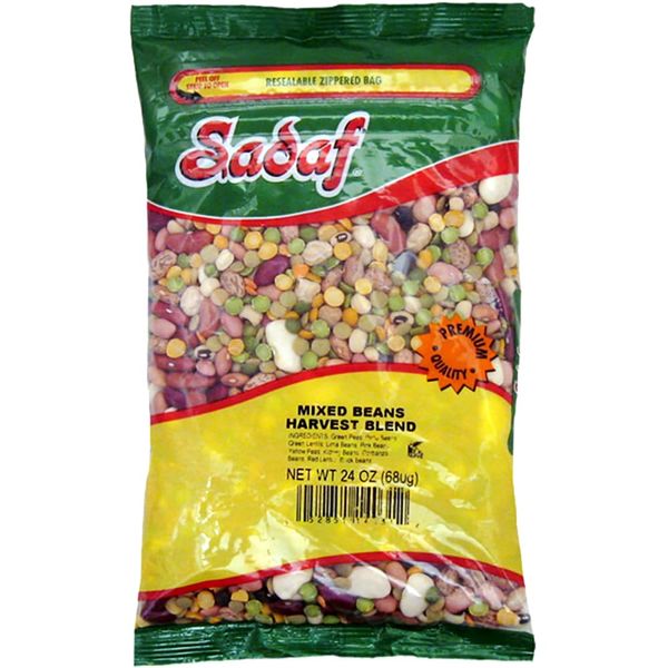 Sadaf 10 Bean Soup Mix Harvest Blend 24 oz. - Dried Beans Mixed - Dry Beans for Soup and Stews in a resealable bag - Natural, Vegan, Kosher