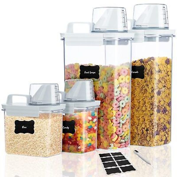 Cereal Storage Container Set (Measuring Cups) BPA-Free PET Plastic Material, ...