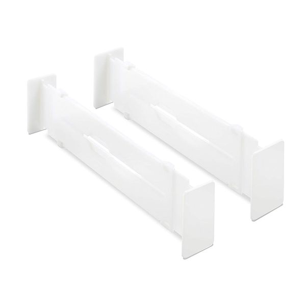 Whitmor Adjustable Organizers Drawer Dividers, Set of 2, White