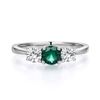Ladies Solid Sterling 925 Silver 3 stone White Sapphire & Emerald Eternity Ring (U)