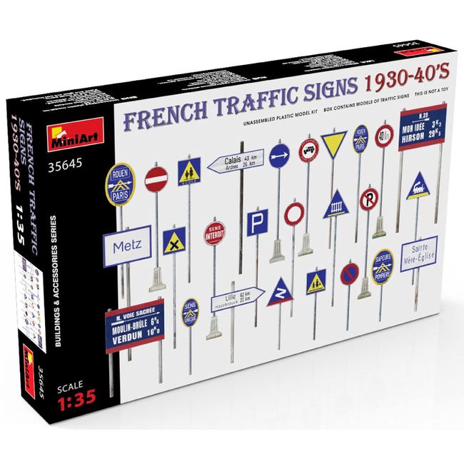 Mini Art 1/35 France Road Sign Set, 1930-1940s, Plastic Model MA35645