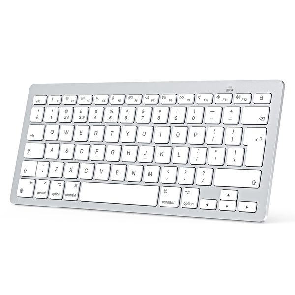 OMOTON Bluetooth Keyboard for Mac, Wireless keyboard for Apple MacBook Pro/Air, iMac, iMac Pro, Mac Mini, Mac Pro, QWERTY UK Layout, Silver