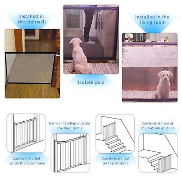 Portable Pet Safety Gate Mesh Fence Indoor Outdoor Folding Baby Gate 110x72CM