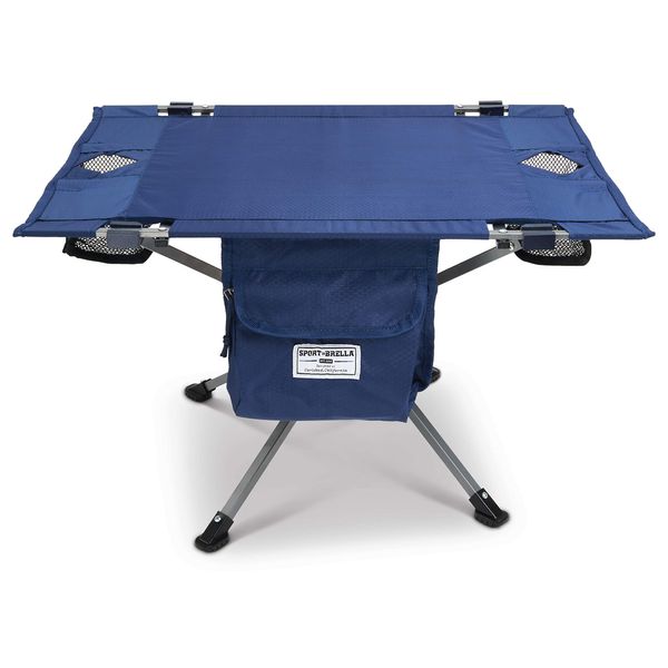 Sport-Brella SunSoul Portable Folding Table for Outdoor Camping, Picnics, Tailgates, and Beach Navy