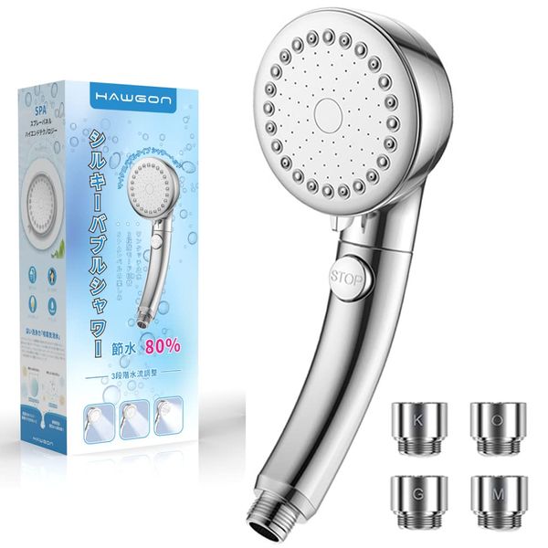 Silky Bubble Shower Head Micro Nano Bubble Water Saving Shower [Spa Level Multi-Function Shower Head] 3 Stage Modes Skin Care, Hand Stop, High Cleaning Power, Skin-friendly to the Scalp, Easy