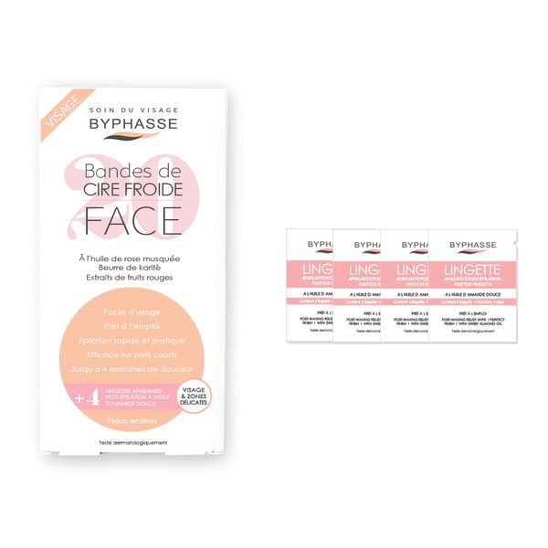 Bypasse Cold Wax Strip for Face & Lips 20p + Finishing Tissue 4p