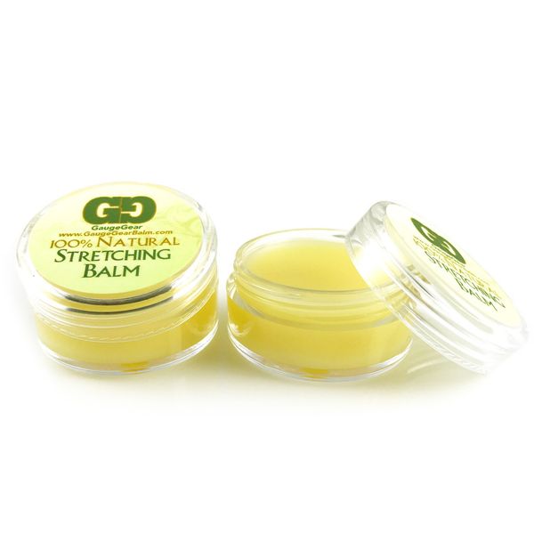 Gauge Gear Twin Pack - Ear Stretching Balm | All Natural Natural Moisturizing Salve w/Jojoba | Stretched or Damaged Skin Care | Piercing Aftercare | Two 10 ml Jars