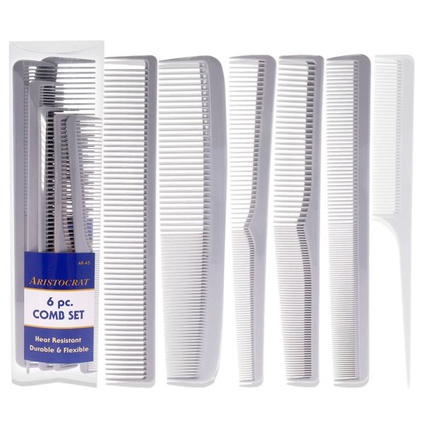 Aristocrat Heat Resistant Durable and Flexible Combs Set Comb Unisex 6 Pc